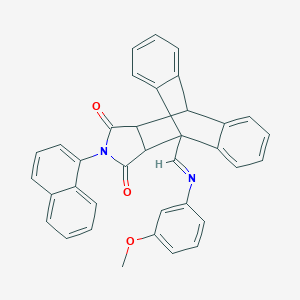 molecular formula C36H26N2O3 B387931 1-{(E)-[(3-methoxyphenyl)imino]methyl}-17-(naphthalen-1-yl)-17-azapentacyclo[6.6.5.0~2,7~.0~9,14~.0~15,19~]nonadeca-2,4,6,9,11,13-hexaene-16,18-dione (non-preferred name) 
