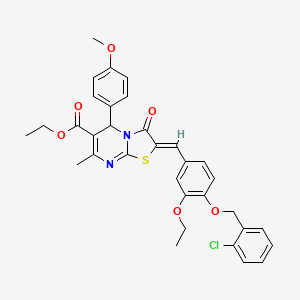 molecular formula C33H31ClN2O6S B3879322 ethyl 2-{4-[(2-chlorobenzyl)oxy]-3-ethoxybenzylidene}-5-(4-methoxyphenyl)-7-methyl-3-oxo-2,3-dihydro-5H-[1,3]thiazolo[3,2-a]pyrimidine-6-carboxylate 