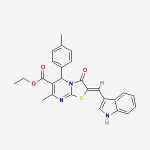 molecular formula C26H23N3O3S B3879335 ethyl 2-(1H-indol-3-ylmethylene)-7-methyl-5-(4-methylphenyl)-3-oxo-2,3-dihydro-5H-[1,3]thiazolo[3,2-a]pyrimidine-6-carboxylate 
