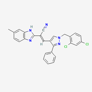 molecular formula C27H19Cl2N5 B3879354 3-[1-(2,4-dichlorobenzyl)-3-phenyl-1H-pyrazol-4-yl]-2-(5-methyl-1H-benzimidazol-2-yl)acrylonitrile 
