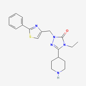 molecular formula C19H23N5OS B3879357 4-ethyl-2-[(2-phenyl-1,3-thiazol-4-yl)methyl]-5-(4-piperidinyl)-2,4-dihydro-3H-1,2,4-triazol-3-one hydrochloride 