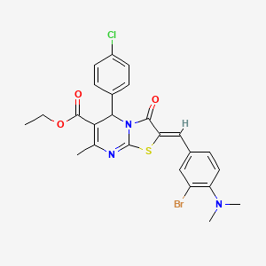 molecular formula C25H23BrClN3O3S B3879372 ethyl 2-[3-bromo-4-(dimethylamino)benzylidene]-5-(4-chlorophenyl)-7-methyl-3-oxo-2,3-dihydro-5H-[1,3]thiazolo[3,2-a]pyrimidine-6-carboxylate 