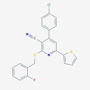 4-(4-Chlorophenyl)-2-[(2-fluorobenzyl)sulfanyl]-6-(2-thienyl)-3-pyridyl cyanide