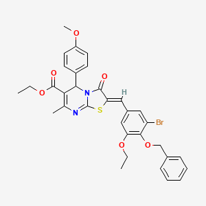 molecular formula C33H31BrN2O6S B3879398 ethyl 2-[4-(benzyloxy)-3-bromo-5-ethoxybenzylidene]-5-(4-methoxyphenyl)-7-methyl-3-oxo-2,3-dihydro-5H-[1,3]thiazolo[3,2-a]pyrimidine-6-carboxylate 