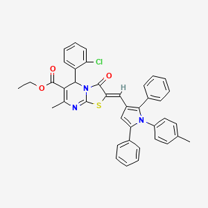 ethyl 5-(2-chlorophenyl)-7-methyl-2-{[1-(4-methylphenyl)-2,5-diphenyl-1H-pyrrol-3-yl]methylene}-3-oxo-2,3-dihydro-5H-[1,3]thiazolo[3,2-a]pyrimidine-6-carboxylate