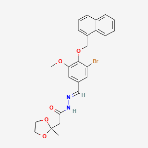 molecular formula C25H25BrN2O5 B3879417 N'-[3-bromo-5-methoxy-4-(1-naphthylmethoxy)benzylidene]-2-(2-methyl-1,3-dioxolan-2-yl)acetohydrazide 