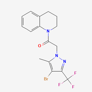 molecular formula C16H15BrF3N3O B3879442 1-{[4-bromo-5-methyl-3-(trifluoromethyl)-1H-pyrazol-1-yl]acetyl}-1,2,3,4-tetrahydroquinoline 