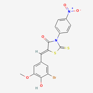 molecular formula C17H11BrN2O5S2 B3879452 5-(3-bromo-4-hydroxy-5-methoxybenzylidene)-3-(4-nitrophenyl)-2-thioxo-1,3-thiazolidin-4-one 