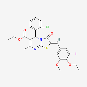 molecular formula C26H24ClIN2O5S B3879460 ethyl 5-(2-chlorophenyl)-2-(4-ethoxy-3-iodo-5-methoxybenzylidene)-7-methyl-3-oxo-2,3-dihydro-5H-[1,3]thiazolo[3,2-a]pyrimidine-6-carboxylate 