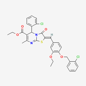 molecular formula C32H28Cl2N2O5S B3879461 ethyl 2-{4-[(2-chlorobenzyl)oxy]-3-ethoxybenzylidene}-5-(2-chlorophenyl)-7-methyl-3-oxo-2,3-dihydro-5H-[1,3]thiazolo[3,2-a]pyrimidine-6-carboxylate 