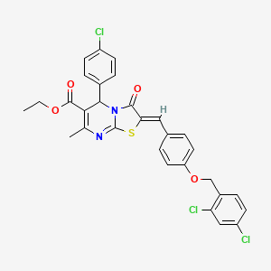 ethyl 5-(4-chlorophenyl)-2-{4-[(2,4-dichlorobenzyl)oxy]benzylidene}-7-methyl-3-oxo-2,3-dihydro-5H-[1,3]thiazolo[3,2-a]pyrimidine-6-carboxylate
