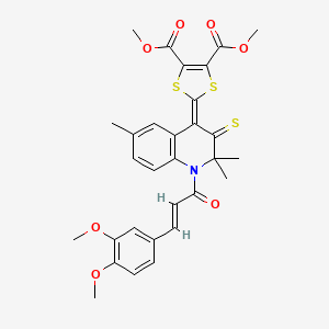molecular formula C30H29NO7S3 B3879493 dimethyl 2-[1-[3-(3,4-dimethoxyphenyl)acryloyl]-2,2,6-trimethyl-3-thioxo-2,3-dihydro-4(1H)-quinolinylidene]-1,3-dithiole-4,5-dicarboxylate 