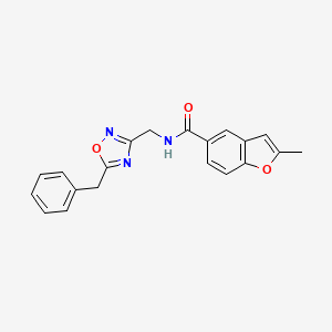 molecular formula C20H17N3O3 B3879501 N-[(5-benzyl-1,2,4-oxadiazol-3-yl)methyl]-2-methyl-1-benzofuran-5-carboxamide 