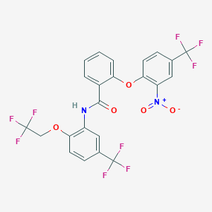 molecular formula C23H13F9N2O5 B387951 2-[2-Nitro-4-(trifluoromethyl)phenoxy]-N-[2-(2,2,2-trifluoroethoxy)-5-(trifluoromethyl)phenyl]benzamide 