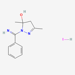 molecular formula C12H16IN3O B3879545 1-[imino(phenyl)methyl]-3,5-dimethyl-4,5-dihydro-1H-pyrazol-5-ol hydroiodide 