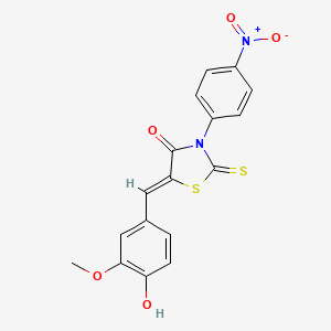 molecular formula C17H12N2O5S2 B3879558 5-(4-hydroxy-3-methoxybenzylidene)-3-(4-nitrophenyl)-2-thioxo-1,3-thiazolidin-4-one 