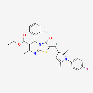 ethyl 5-(2-chlorophenyl)-2-{[1-(4-fluorophenyl)-2,5-dimethyl-1H-pyrrol-3-yl]methylene}-7-methyl-3-oxo-2,3-dihydro-5H-[1,3]thiazolo[3,2-a]pyrimidine-6-carboxylate