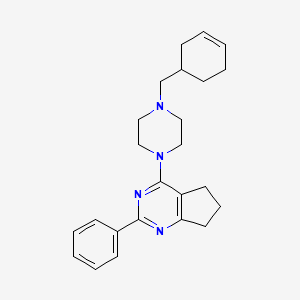 molecular formula C24H30N4 B3879569 4-[4-(3-cyclohexen-1-ylmethyl)-1-piperazinyl]-2-phenyl-6,7-dihydro-5H-cyclopenta[d]pyrimidine 