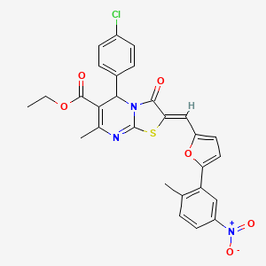ethyl 5-(4-chlorophenyl)-7-methyl-2-{[5-(2-methyl-5-nitrophenyl)-2-furyl]methylene}-3-oxo-2,3-dihydro-5H-[1,3]thiazolo[3,2-a]pyrimidine-6-carboxylate