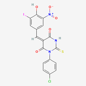 1-(4-chlorophenyl)-5-(4-hydroxy-3-iodo-5-nitrobenzylidene)-2-thioxodihydro-4,6(1H,5H)-pyrimidinedione