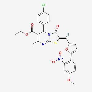 ethyl 5-(4-chlorophenyl)-2-{[5-(4-methoxy-2-nitrophenyl)-2-furyl]methylene}-7-methyl-3-oxo-2,3-dihydro-5H-[1,3]thiazolo[3,2-a]pyrimidine-6-carboxylate