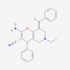 molecular formula C24H23N3O B387965 2-amino-8-benzylidene-6-ethyl-4-phenyl-5,6,7,8-tetrahydro-4H-pyrano[3,2-c]pyridine-3-carbonitrile 