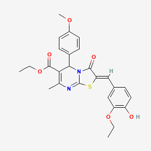 ethyl 2-(3-ethoxy-4-hydroxybenzylidene)-5-(4-methoxyphenyl)-7-methyl-3-oxo-2,3-dihydro-5H-[1,3]thiazolo[3,2-a]pyrimidine-6-carboxylate