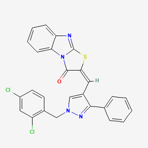molecular formula C26H16Cl2N4OS B3879680 2-{[1-(2,4-dichlorobenzyl)-3-phenyl-1H-pyrazol-4-yl]methylene}[1,3]thiazolo[3,2-a]benzimidazol-3(2H)-one 