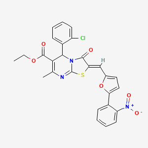molecular formula C27H20ClN3O6S B3879686 ethyl 5-(2-chlorophenyl)-7-methyl-2-{[5-(2-nitrophenyl)-2-furyl]methylene}-3-oxo-2,3-dihydro-5H-[1,3]thiazolo[3,2-a]pyrimidine-6-carboxylate 