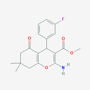molecular formula C19H20FNO4 B387969 Methyl 2-amino-4-(3-fluorophenyl)-7,7-dimethyl-5-oxo-5,6,7,8-tetrahydro-4H-chromene-3-carboxylate CAS No. 309926-75-8