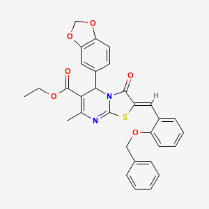 molecular formula C31H26N2O6S B3879706 ethyl 5-(1,3-benzodioxol-5-yl)-2-[2-(benzyloxy)benzylidene]-7-methyl-3-oxo-2,3-dihydro-5H-[1,3]thiazolo[3,2-a]pyrimidine-6-carboxylate 