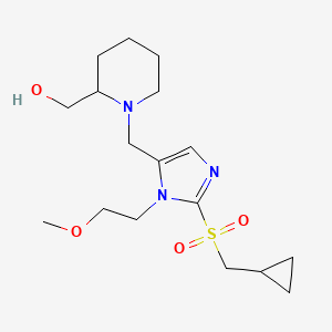 molecular formula C17H29N3O4S B3879708 (1-{[2-[(cyclopropylmethyl)sulfonyl]-1-(2-methoxyethyl)-1H-imidazol-5-yl]methyl}-2-piperidinyl)methanol 