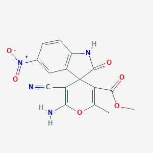 molecular formula C16H12N4O6 B387971 Methyl 6'-amino-5'-cyano-2'-methyl-5-nitro-2-oxo-1,2-dihydrospiro[indole-3,4'-pyran]-3'-carboxylate CAS No. 304870-90-4