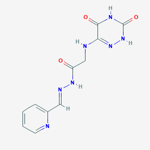 molecular formula C11H11N7O3 B3879717 2-[(3,5-dioxo-2,3,4,5-tetrahydro-1,2,4-triazin-6-yl)amino]-N'-(2-pyridinylmethylene)acetohydrazide 