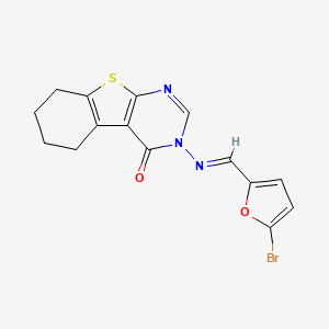 molecular formula C15H12BrN3O2S B3879719 3-{[(5-bromo-2-furyl)methylene]amino}-5,6,7,8-tetrahydro[1]benzothieno[2,3-d]pyrimidin-4(3H)-one CAS No. 5676-73-3