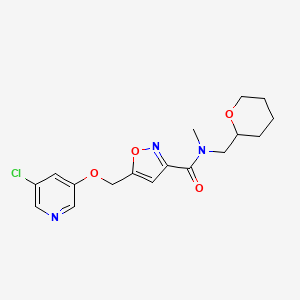 molecular formula C17H20ClN3O4 B3879731 5-{[(5-chloro-3-pyridinyl)oxy]methyl}-N-methyl-N-(tetrahydro-2H-pyran-2-ylmethyl)-3-isoxazolecarboxamide 