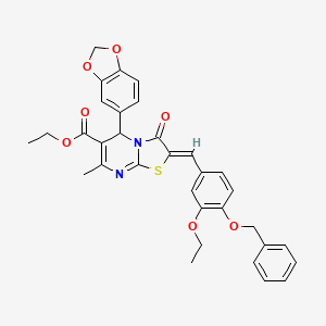 molecular formula C33H30N2O7S B3879745 ethyl 5-(1,3-benzodioxol-5-yl)-2-[4-(benzyloxy)-3-ethoxybenzylidene]-7-methyl-3-oxo-2,3-dihydro-5H-[1,3]thiazolo[3,2-a]pyrimidine-6-carboxylate 