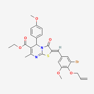 molecular formula C28H27BrN2O6S B3879756 ethyl 2-[4-(allyloxy)-3-bromo-5-methoxybenzylidene]-5-(4-methoxyphenyl)-7-methyl-3-oxo-2,3-dihydro-5H-[1,3]thiazolo[3,2-a]pyrimidine-6-carboxylate 