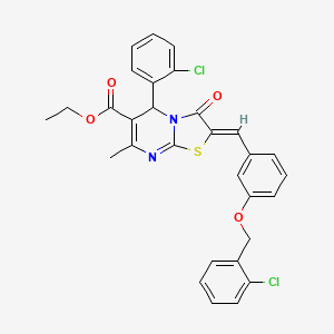 molecular formula C30H24Cl2N2O4S B3879762 ethyl 2-{3-[(2-chlorobenzyl)oxy]benzylidene}-5-(2-chlorophenyl)-7-methyl-3-oxo-2,3-dihydro-5H-[1,3]thiazolo[3,2-a]pyrimidine-6-carboxylate 
