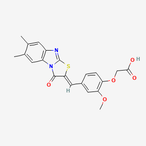 {4-[(6,7-dimethyl-3-oxo[1,3]thiazolo[3,2-a]benzimidazol-2(3H)-ylidene)methyl]-2-methoxyphenoxy}acetic acid
