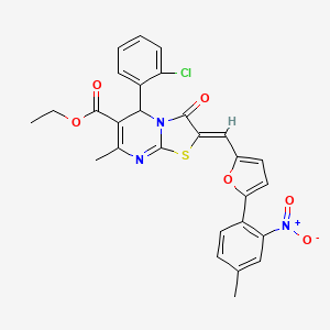 ethyl 5-(2-chlorophenyl)-7-methyl-2-{[5-(4-methyl-2-nitrophenyl)-2-furyl]methylene}-3-oxo-2,3-dihydro-5H-[1,3]thiazolo[3,2-a]pyrimidine-6-carboxylate