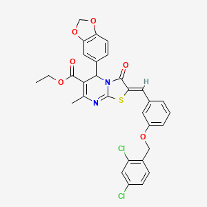 ethyl 5-(1,3-benzodioxol-5-yl)-2-{3-[(2,4-dichlorobenzyl)oxy]benzylidene}-7-methyl-3-oxo-2,3-dihydro-5H-[1,3]thiazolo[3,2-a]pyrimidine-6-carboxylate