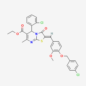 ethyl 2-{4-[(4-chlorobenzyl)oxy]-3-methoxybenzylidene}-5-(2-chlorophenyl)-7-methyl-3-oxo-2,3-dihydro-5H-[1,3]thiazolo[3,2-a]pyrimidine-6-carboxylate