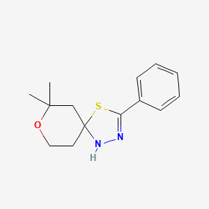 molecular formula C14H18N2OS B3879808 7,7-dimethyl-3-phenyl-8-oxa-4-thia-1,2-diazaspiro[4.5]dec-2-ene 