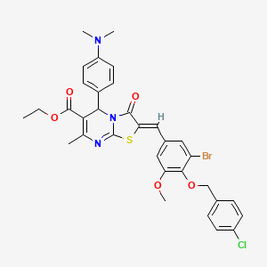 molecular formula C33H31BrClN3O5S B3879816 ethyl 2-{3-bromo-4-[(4-chlorobenzyl)oxy]-5-methoxybenzylidene}-5-[4-(dimethylamino)phenyl]-7-methyl-3-oxo-2,3-dihydro-5H-[1,3]thiazolo[3,2-a]pyrimidine-6-carboxylate 