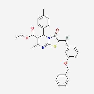 molecular formula C31H28N2O4S B3879823 ethyl 2-[3-(benzyloxy)benzylidene]-7-methyl-5-(4-methylphenyl)-3-oxo-2,3-dihydro-5H-[1,3]thiazolo[3,2-a]pyrimidine-6-carboxylate 
