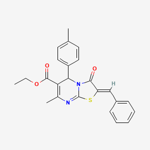 ethyl 2-benzylidene-7-methyl-5-(4-methylphenyl)-3-oxo-2,3-dihydro-5H-[1,3]thiazolo[3,2-a]pyrimidine-6-carboxylate