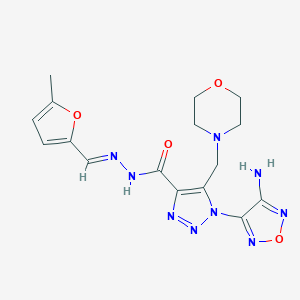 1-(4-amino-1,2,5-oxadiazol-3-yl)-N-[(E)-(5-methylfuran-2-yl)methylideneamino]-5-(morpholin-4-ylmethyl)triazole-4-carboxamide