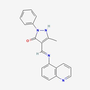 molecular formula C20H16N4O B3879883 5-methyl-2-phenyl-4-[(5-quinolinylamino)methylene]-2,4-dihydro-3H-pyrazol-3-one 
