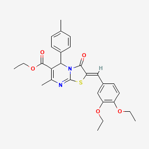 molecular formula C28H30N2O5S B3879894 ethyl 2-(3,4-diethoxybenzylidene)-7-methyl-5-(4-methylphenyl)-3-oxo-2,3-dihydro-5H-[1,3]thiazolo[3,2-a]pyrimidine-6-carboxylate 